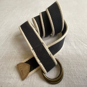 •NEW L.L.Bean Cotton Canvas Leather Unisex Adjustable Belt Size M NWOT